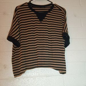 Oversized Boxy Slouchy Brown And Black Striped Shirt